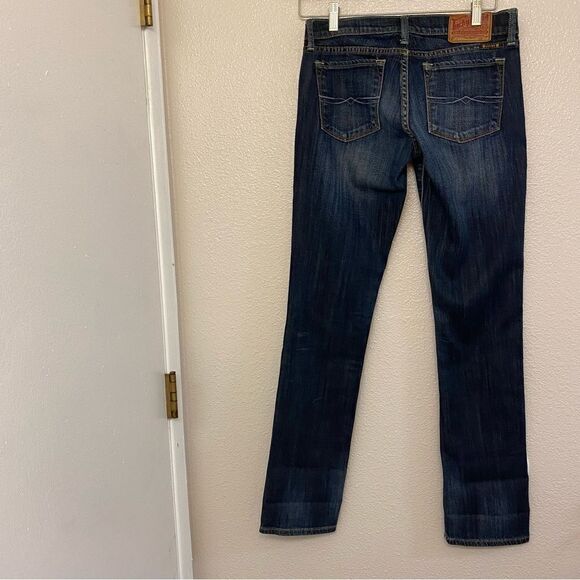 Lucky Brand low mid rise dark wash straight Y2K jeans 32” long inseam  -2/26 - Picture 4 of 13